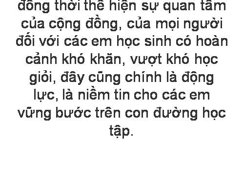 LỜI DẪN CHƯƠNG TRÌNH TẶNG QUÀ HS NGHÈO