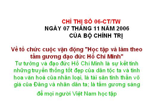 Chỉ thị số 06 của Bộ Chính trị