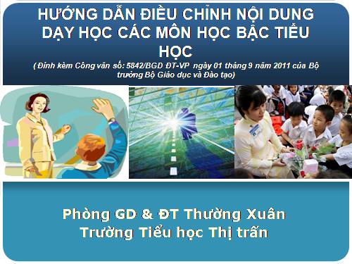 Hướng dẫn điều chỉnh các môn học Tiểu học