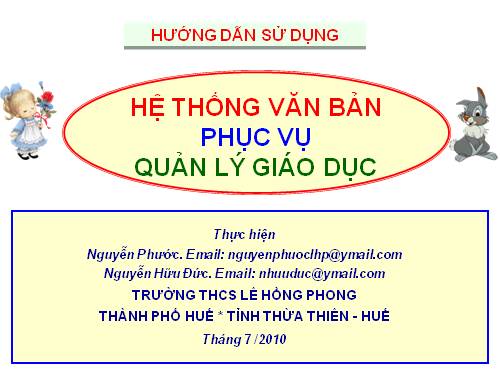 HƯỚNG DẪN SỬ DỤNG HỆ THỐNG VĂN BẢN PHỤC VỤ QUẢN LÍ GIÁO DỤC