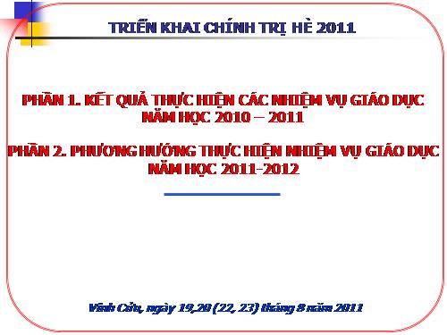 Bồi dưỡng Chính trị hè 2011 PGD Vĩnh Cửu