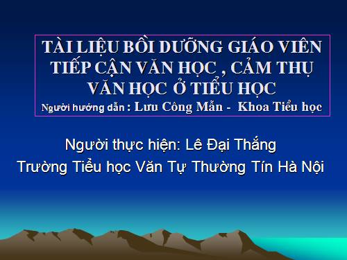 Bồi dưỡng cảm thụ văn học