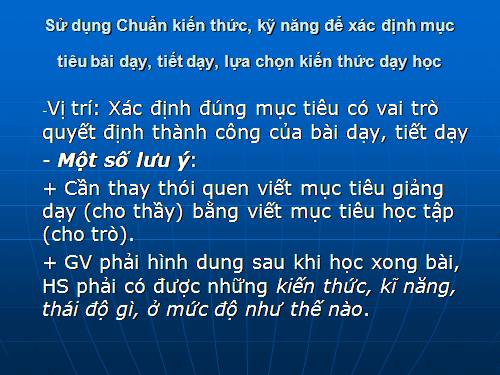 xác định mục tiêu bài dạy theo chuẩn KT-KN