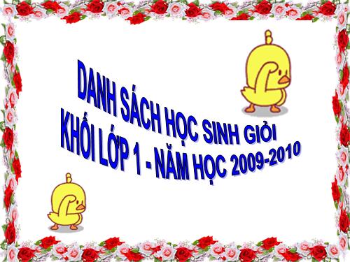 DANH SÁCH HỌC SINH GIỎI KHỐI LỚP 1