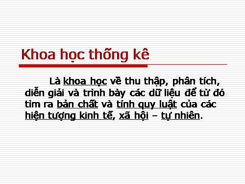 Giớ thiệu về khoa học thống kê