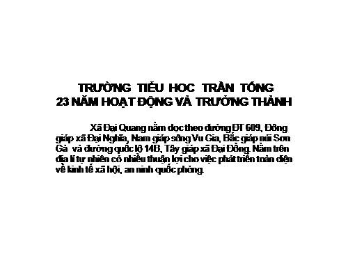 Trường TH Trần Tống 23 năm xây  dựng & trưởng thành