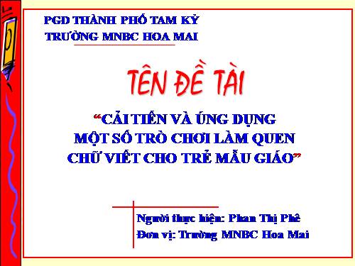 SKKN- trò chơi cho HS mẫu giáo
