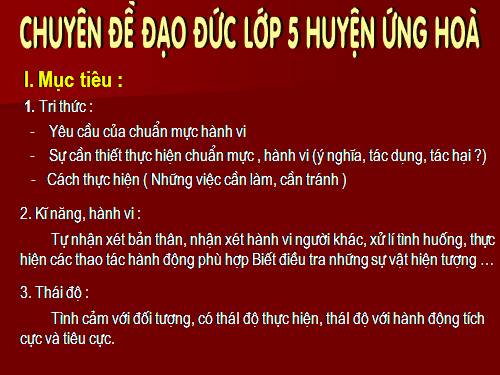 Chuyên đề Đạo đức lớp 5