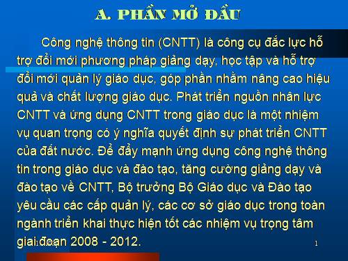 Chuyên đề ứng dụng CNTT trong quản lí chỉ đạo và giảng dạy ở Tiểu học.