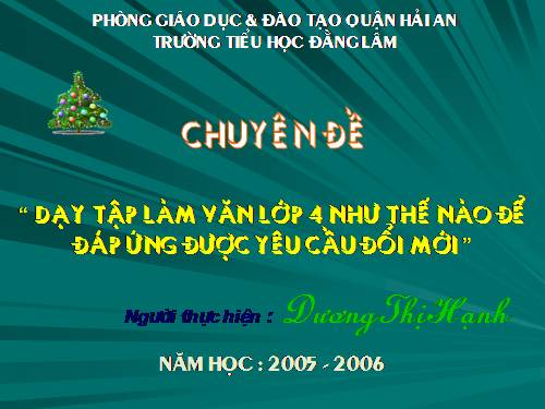 Chuyên đề: Dạy TLV lớp 4