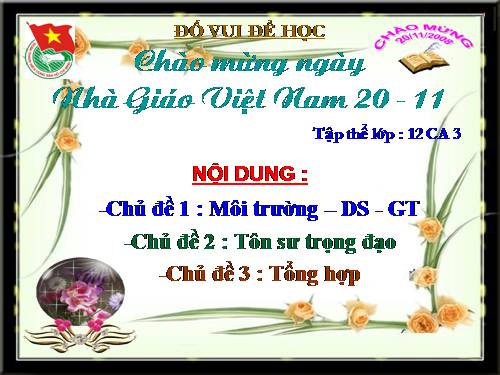 CHƯƠNG TRÌNH TỌA ĐÀM 20-11