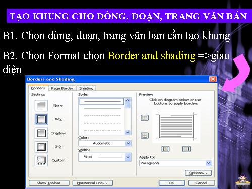 Tạo khung cho văn bản