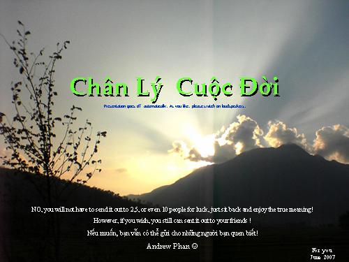 CHÂN LÍ CUỘC ĐỜI