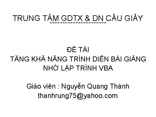 Giới thiệu lập trình VBA