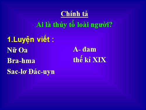 Tuần 25. Nghe-viết: Ai là thủy tổ loài người