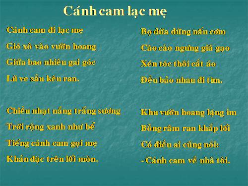 Tuần 20. Nghe-viết: Cánh cam lạc mẹ