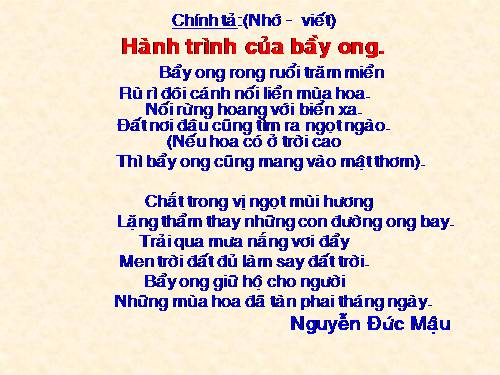 Tuần 13. Nghe-viết: Hành trình của bầy ong