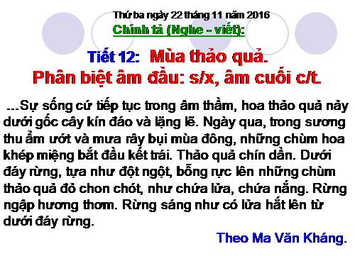 Tuần 12. Nghe-viết: Mùa thảo quả