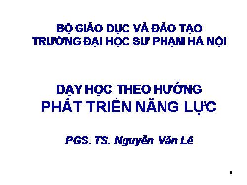 DẠY HỌC THEO HƯỚNG PHÁT TRIỂN NĂNG LỰC