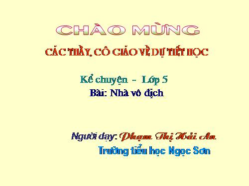 Tuần 32. Nhà vô địch