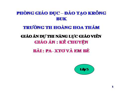 Tuần 14. Pa-xtơ và em bé