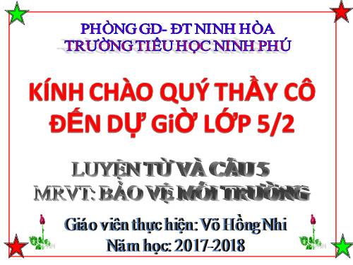 Tuần 12-13. MRVT: Bảo vệ môi trường