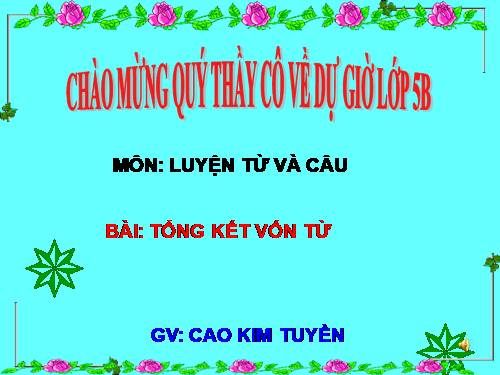 Tuần 15-16. Tổng kết vốn từ