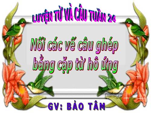 Tuần 24. Nối các vế câu ghép bằng cặp từ hô ứng