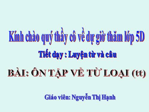 Tuần 14. Ôn tập về từ loại