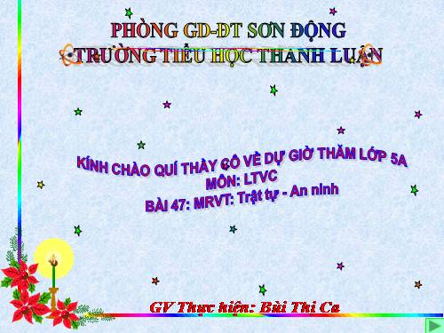 Tuần 23-24. MRVT: Trật tự - An ninh