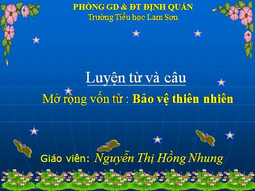 Tuần 12-13. MRVT: Bảo vệ môi trường