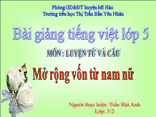 Tuần 30. MRVT: Nam và nữ