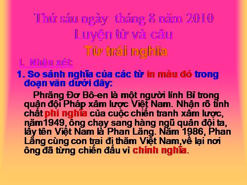 Tuần 4. Từ trái nghĩa