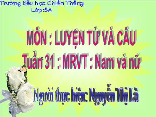 Tuần 30. MRVT: Nam và nữ