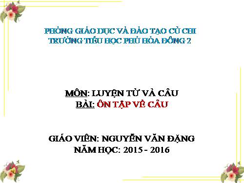 Tuần 17. Ôn tập về câu