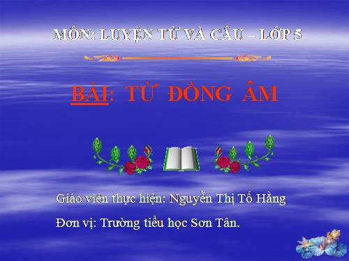 Tuần 5. Từ đồng âm