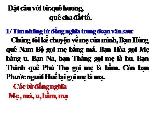 Tuần 1-2-3. Luyện tập về từ đồng nghĩa