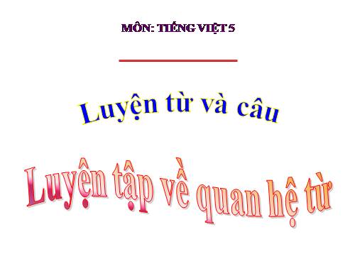 Tuần 12-13. Luyện tập về quan hệ từ