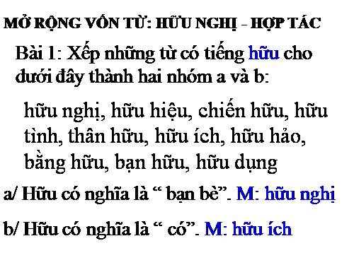 Tuần 6. MRVT: Hữu nghị - Hợp tác