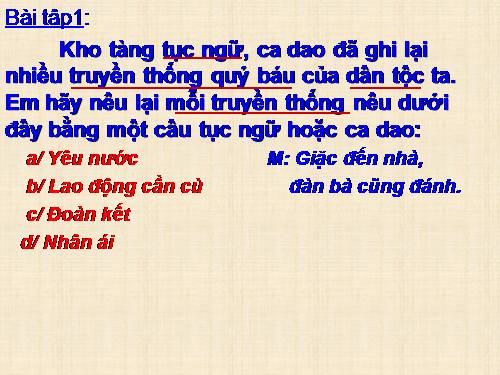 Tuần 26-27. MRVT: Truyền thống