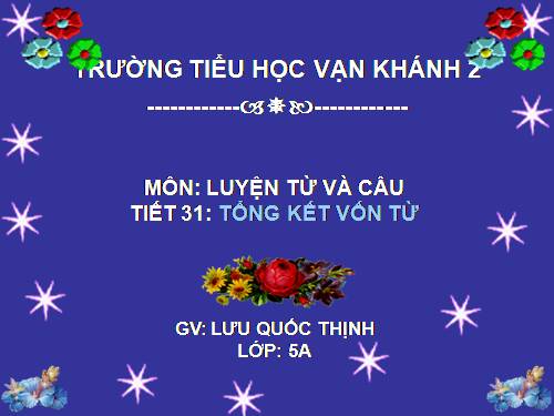 Tuần 15-16. Tổng kết vốn từ