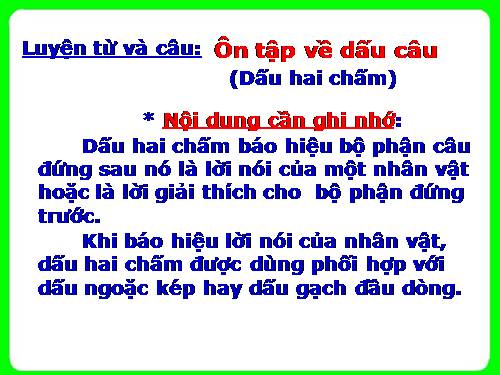 Tuần 32. Ôn tập về dấu câu (Dấu hai chấm)