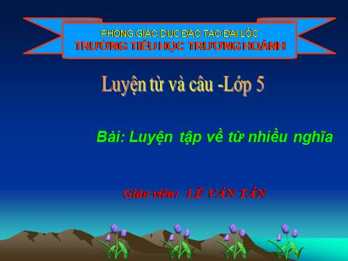 Tuần 7-8. Luyện tập về từ nhiều nghĩa