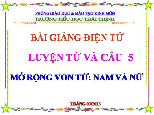 Tuần 30. MRVT: Nam và nữ