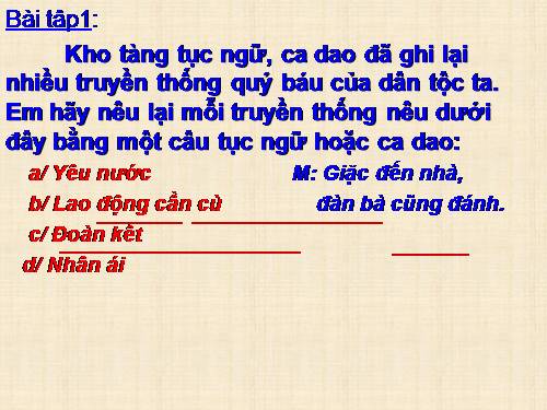 Tuần 26-27. MRVT: Truyền thống