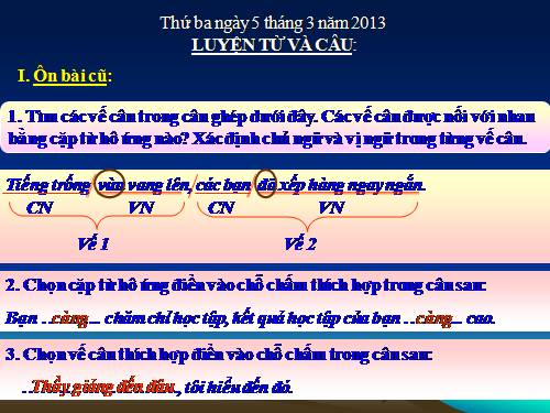 Tuần 25. Liên kết các câu trong bài bằng cách lặp từ ngữ