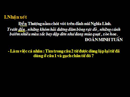 Tuần 25. Liên kết các câu trong bài bằng cách lặp từ ngữ