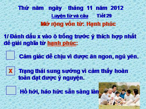 Tuần 15. MRVT: Hạnh phúc