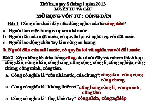 Tuần 20-21. MRVT: Công dân