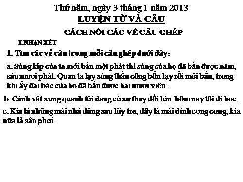 Tuần 19. Cách nối các vế câu ghép